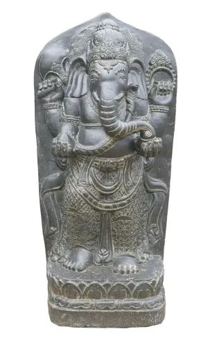 Product image of the product “Relief standing Ganesha , 70cm Height | Cast stone, handcrafted & coloured ”